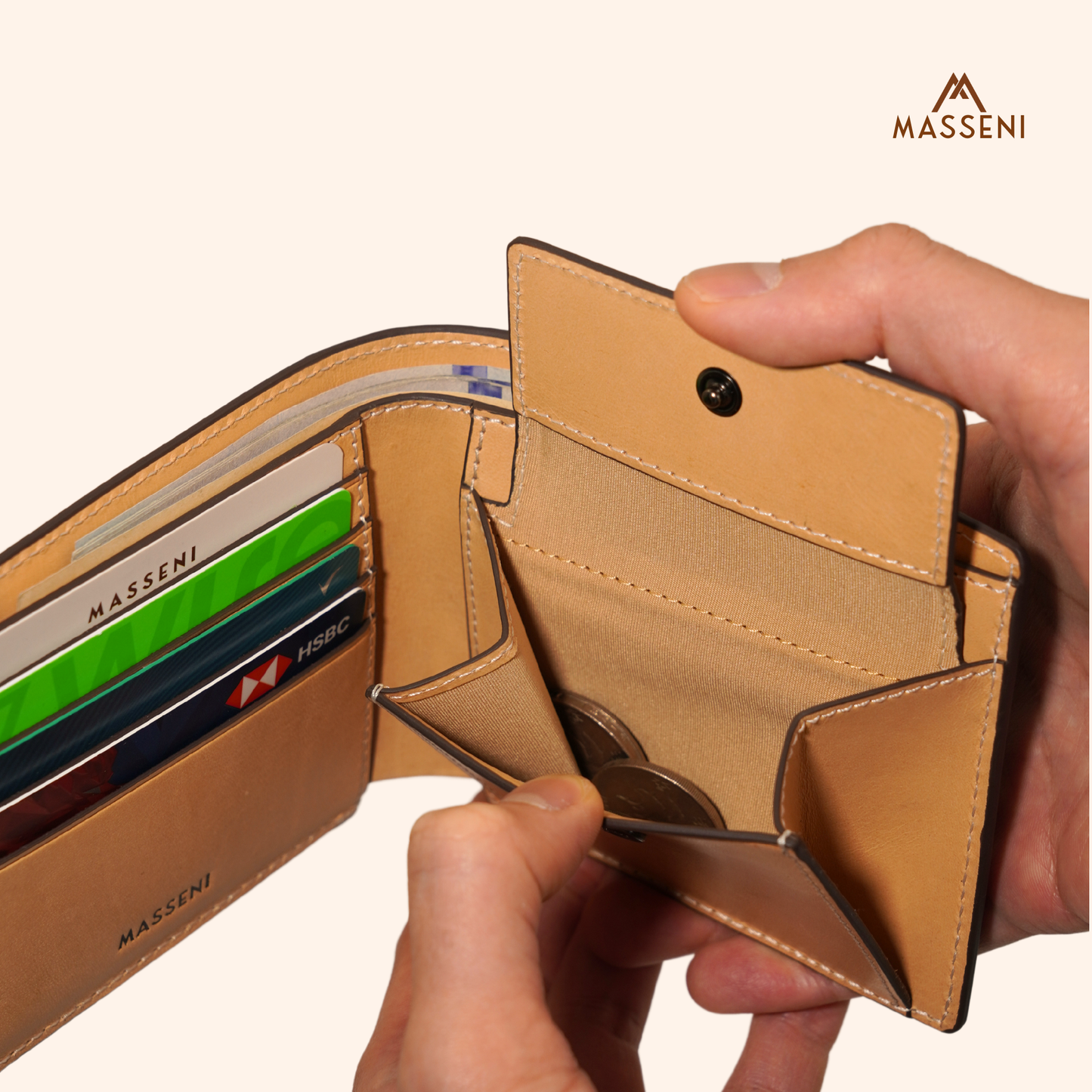 Italian Leather Bi-Fold Wallet with Coin Pocket