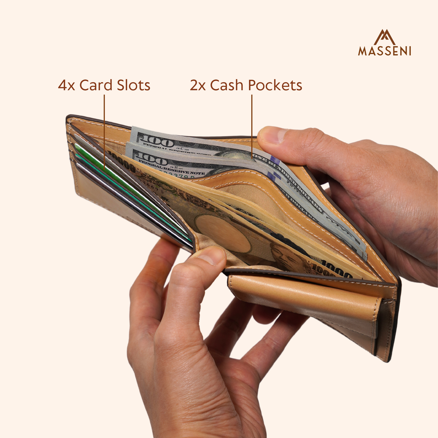 Italian Leather Bi-Fold Wallet with Coin Pocket