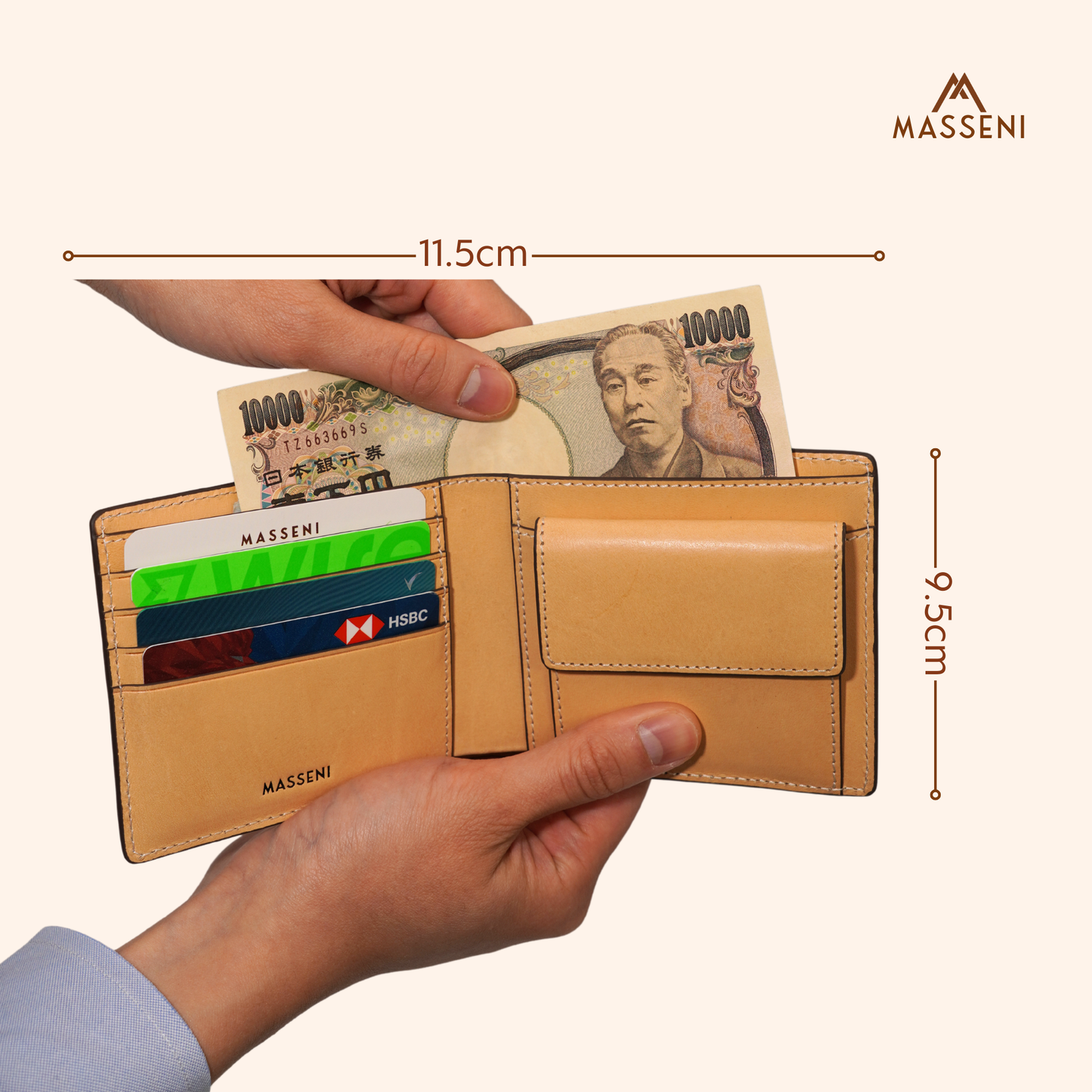 Italian Leather Bi-Fold Wallet with Coin Pocket